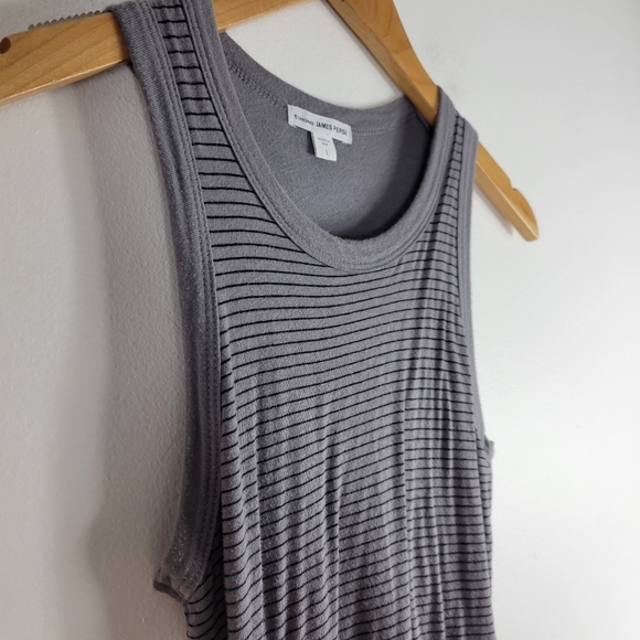 Standard James Perse Knit Striped Ruched Side Midi Bodycon Tank Dress - Picture 3 of 12